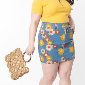 Picking Petals Off The Flowers Like - Plus Size Denim Mini